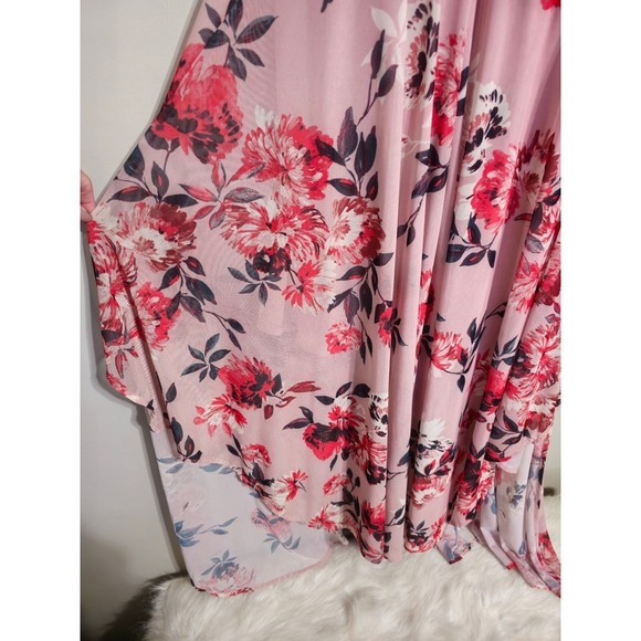 Maurices Pink Floral Flutter Sleeve Maxi Dress Smocked Waist Size S EUC